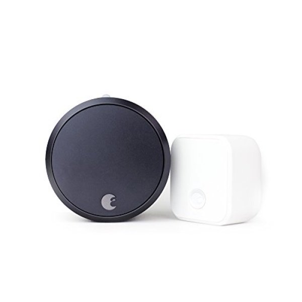 August Home Smart Lock Pro + Connect Hub - Wi-Fi Smart Lock for Keyless Entry - Works with Alexa, Google Assistant, and more – Dark Gray