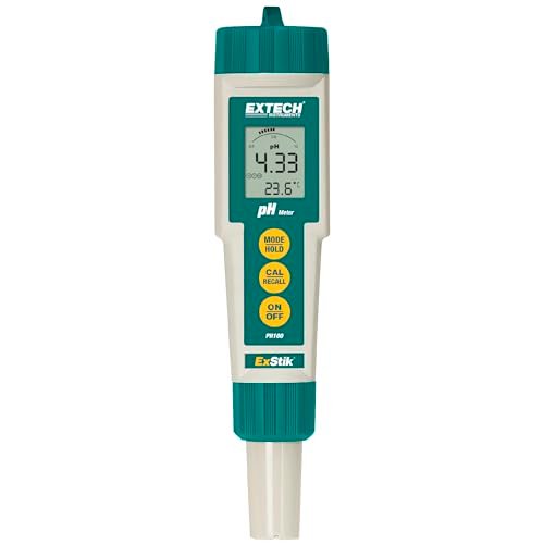 Extech PH100 Waterproof ExStik II pH Meter Kit with Flat Surface Electrode and Temperature LCD Display
