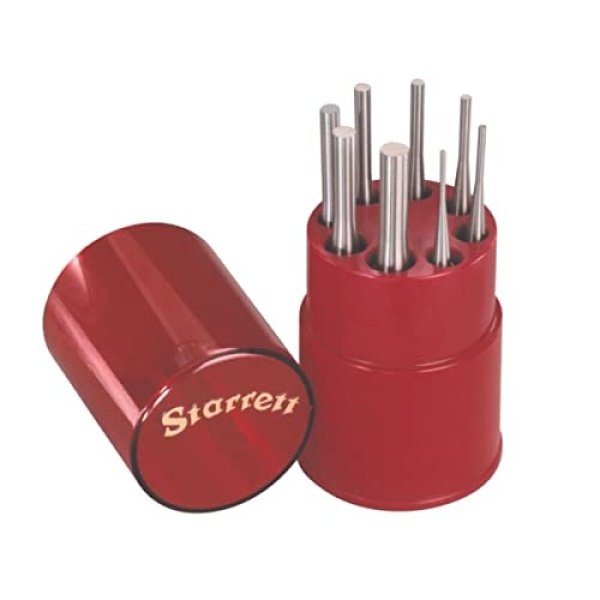 Starrett Drive Pin Punch Set, 1/16"-5/16" Dia, 4" Length, Set of 8
