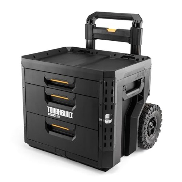 ToughBuilt StackTech 3 Drawer Rolling Locking Tool Box, 240 lb Capacity